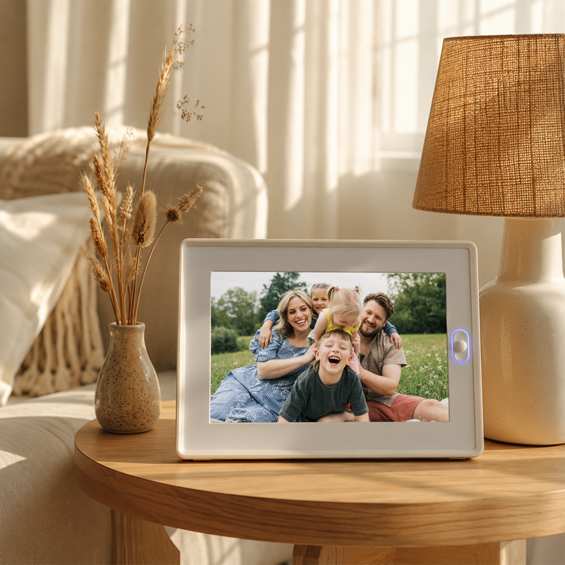A paper-like 10.1-inch HD display reduces glare, so every memory feels natural in the room.